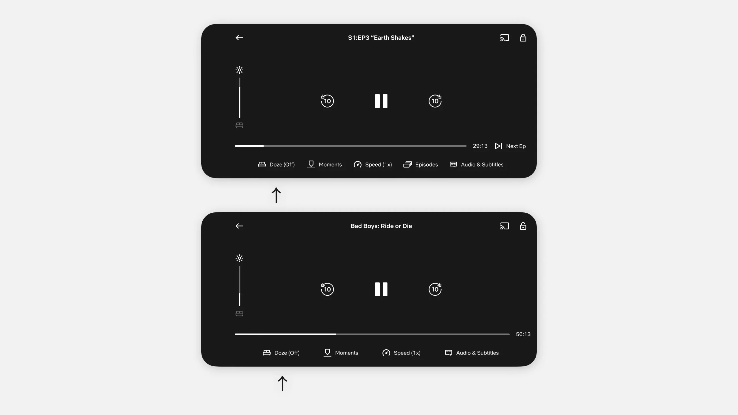 Button placement on the player